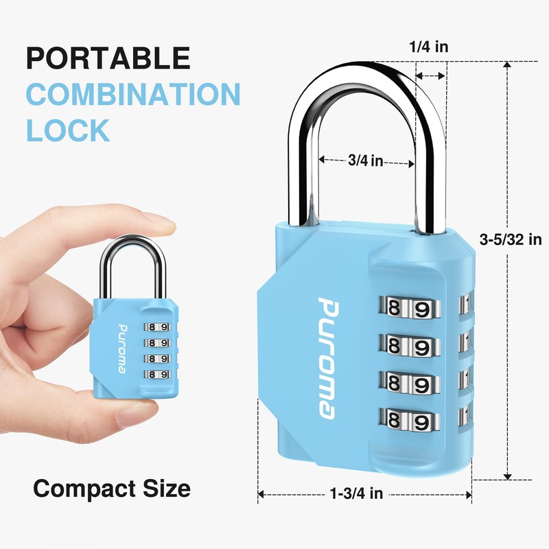 Puroma 1 Pack Combination Lock for Locker 4 Digit Outdoor