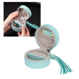 TOPINCN Travel Jewelry Box Jewelry Storage Box Earrings Storage Case Portable Zip Jewelry Box Storage Box Box Round Artificial Leather Mini Jewelry Storage Box