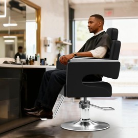 Salon Chair for Hair Stylist, Barber Chair with Heavy Duty Hydraulic Pump, Stylist Chair 360 Degrees Rolling Swivel Spa Beauty Equipment for Hair Stylist, Silver