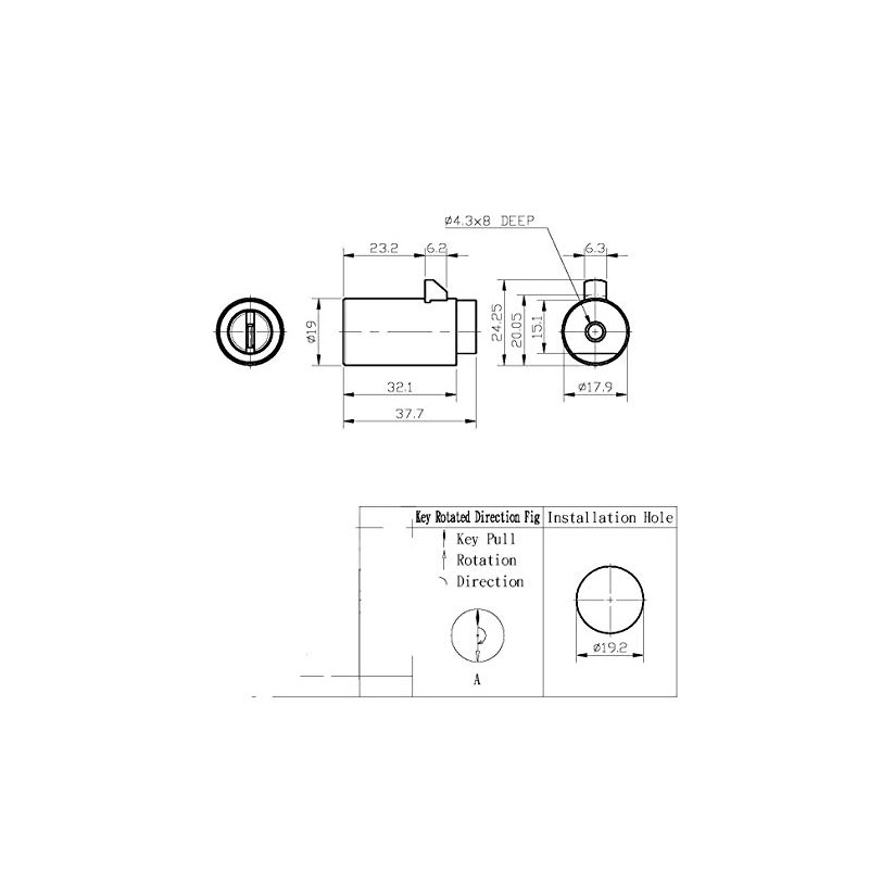 High Security Dimple Key Style Vending Machine Lock for T