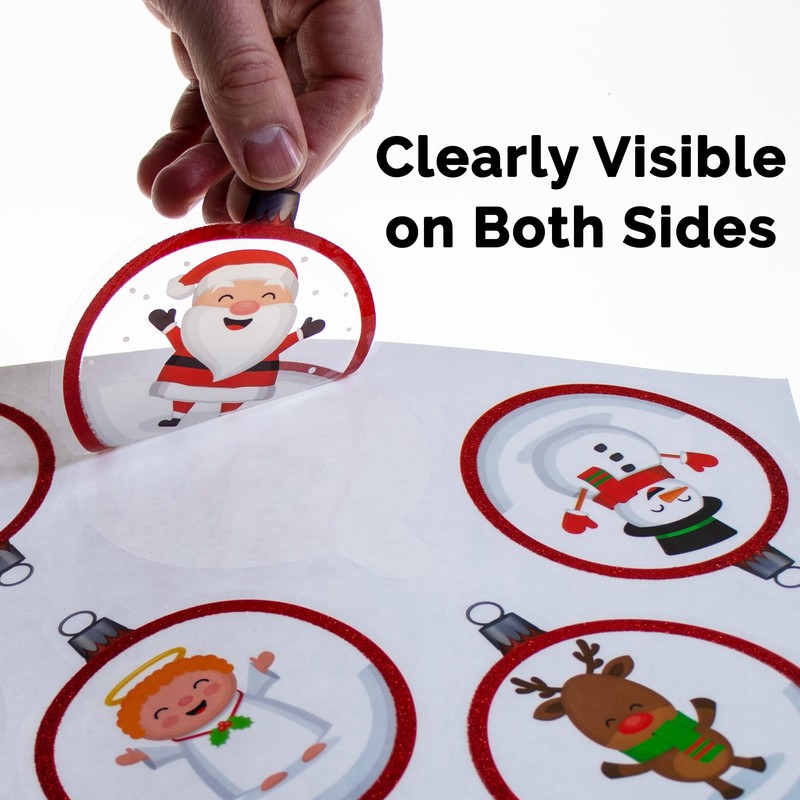 Articlings 12 Christmas Picture Baubles Window Stickers, Winter Holiday Clings,