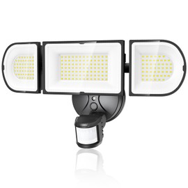 Olafus 180W Motion Sensor Outdoor Lights, 18000lm Dusk to Dawn LED Flood Lights Outdoor Wired, 6500K Daylight Motion Lights for Outside, IP65 Waterproof Exterior Security Light, Black