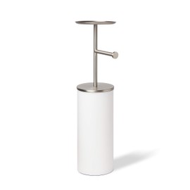 Umbra Portaloo Free Toilet Paper Holder Stand– Attractive Modern Bathroom Storage, Shelf, White/Nickel