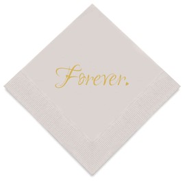 Weddingstar 3-Ply Gold Foil Cocktail Napkins Grey - Forever