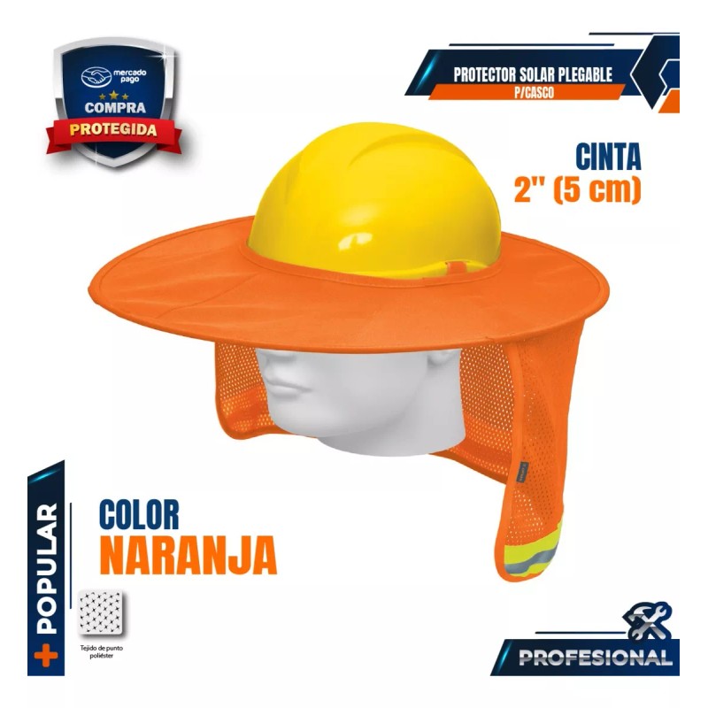 Truper Protector Solar Plegable Para Casco, Naranja 100353