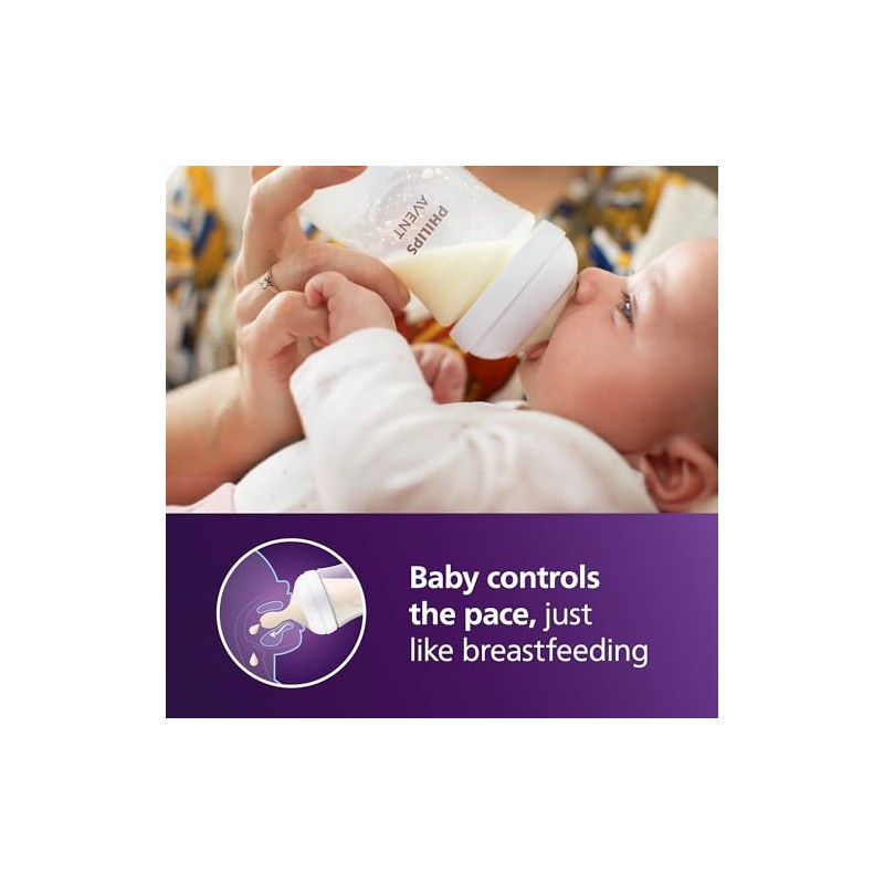 Philips Avent Biberón Natural Response con válvula anticólicos│9oz/260 ml│Flujo 3