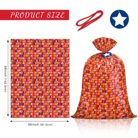 WRAPAHOLIC 56" Large Birthday Plastic Gift Bag - Red Happy Birthday Jumbo Bike Bag Gift Wrap for Baby Shower, Kids Birthdays, Parties, Celebrating, or Any Occasion - 56" H x 36" W