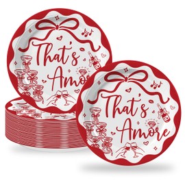 That's Amore Paper Plates, Thats Amore Party Decorations, Red and White
