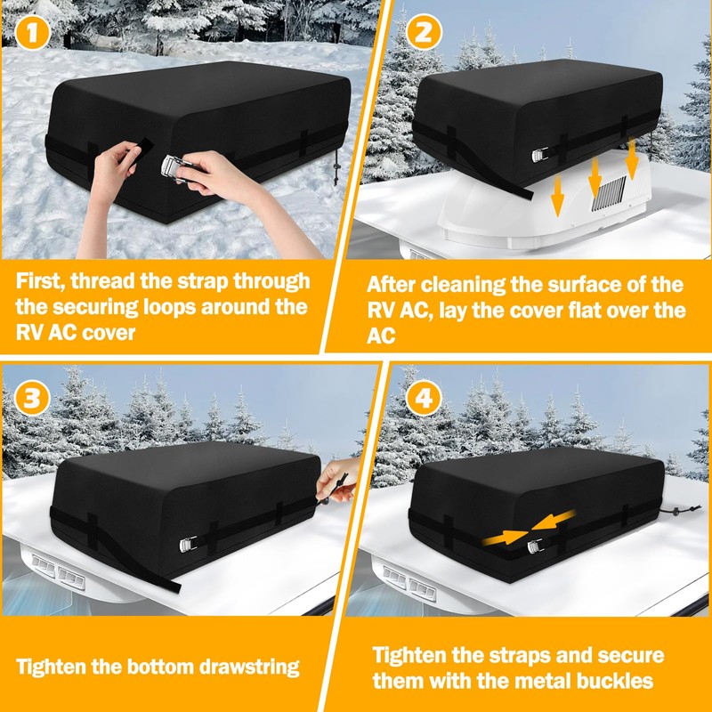 RV Air Conditioner Cover, 600D Heavy-Duty 3 Layer Insulated, Reinforced