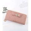 SecretDoor Women's Long Wallet, Cute, Ribbon, Bijou, Gold Zipper, Thin,