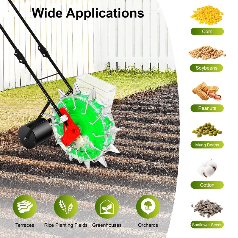 Manual Garden Seeder Hand-Push Roller Seeding Fertilizer Applicator Peanut Planter
