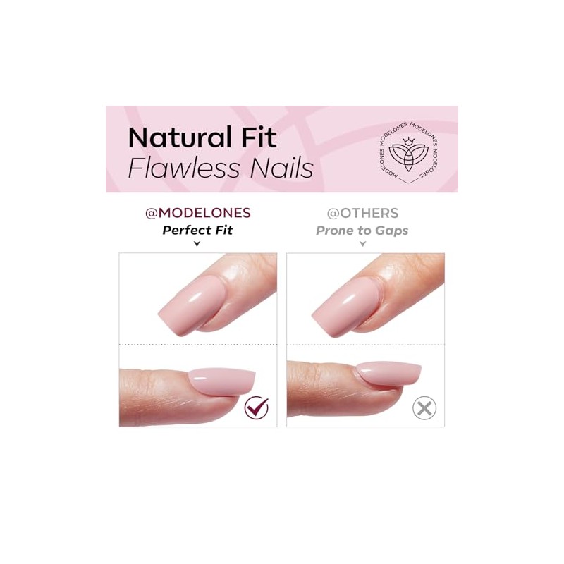 modelones Kit de uñas postizas ovaladas cortas a presión con
