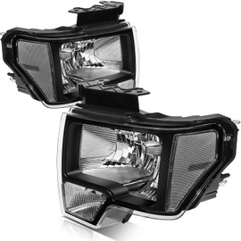 LBRST Headlight Assembly Fit For Ford For F-150 2009-2014 Black Housing Clear Reflector Clear Lens Driver and Passenger Side DL3Z13008EB