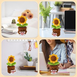 boluoboluomi Pocket Hug Positive Sunflower, Thank You Gifts, Positive Sunflower Lucky Charm, Knitted Sunflower Gifts for Friends, Colleagues and Family, Thank You for the Gift