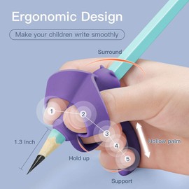 Empuñaduras ergonómicas para lápices de 5 dedos para escribir a mano, corrección de postura, ayuda para niños pequeños, agarres para bolígrafos para principiantes, suministros escolares para niños
