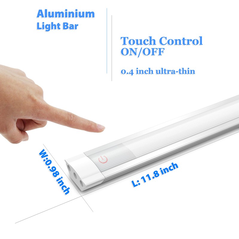 MYPLUS Under Cabinet Lights, 12" Touch Activated and Dimmable Aluminum