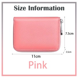 Jotia Leather Credit Card Holder with 18 Card Slots & 2 Cash Slots, RFID Blocking Business Card Organizer, Zipper Travel Case (Pink)