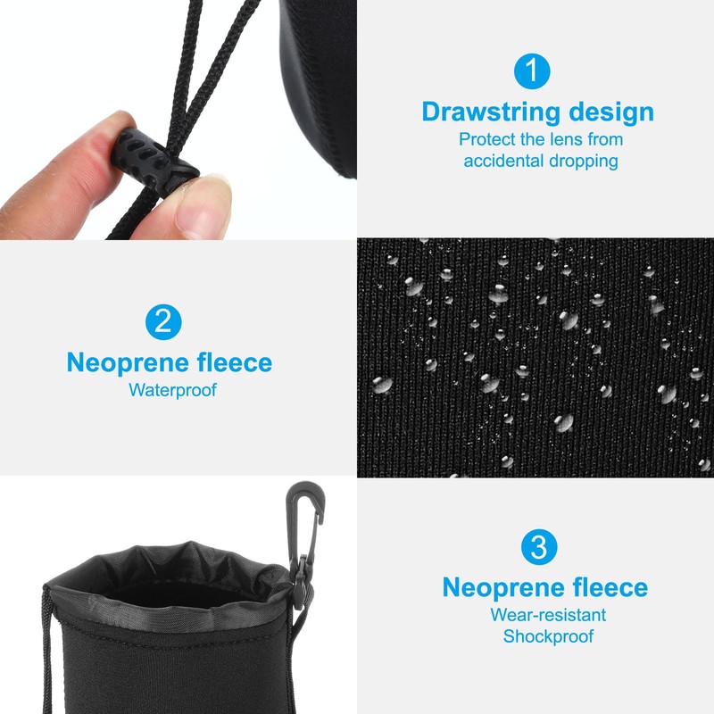 PATIKIL Camera Lens Bag, 3 Pcs 3.7" ID x 7.1"