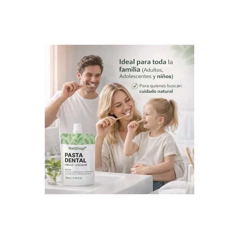 Set 3 Pastas Dental Menta Orgánica Sin Fluoruro 100g Natshop