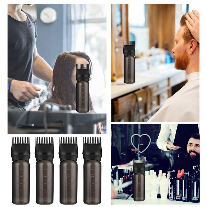 OVDGWC 4 Stücke Schwarzer Flaschen, Skalieren Flaschen, Plastikflaschen, Haarfärbemittel, Hair