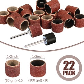 22 Pet Nail Grinder Replacement Kit with Grit Sanding Bands Pet Smoother Claw Care Black Grinding Drums Dog Nail Grinder Replacement Dog Claw Grooming Supplies(1/2 Inch 60 Grit and 100 Grit)