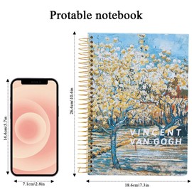 KISUOMAOYI B5 Wirebound Spiral Notebooks Bound, 300 Pages/150 Sheets,Hardcover, Waterproof Painting PVC, B5 Notepad Journal, for Women Men Work Office School,26.4 x 18.6cm –Flowering Orchards