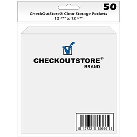 (100) CheckOutStore Clear Storage Pockets with Flap for Storing 12 x 12 Cardstock Paper Used for Rubber Stamping & Scrapbooking (12 3/4" x 12 3/4") (Clear)