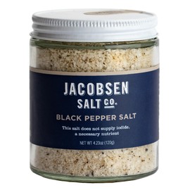 Jacobsen Salt Co. Black Pepper Kosher Sea Salt, Non-Iodized, 4.23 oz