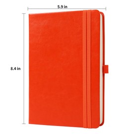 pftvalue Journal Notebook Journal for Men/Women Journals for Writing A5 180Sheets 360Pages College Ruled Notebook 100gsm Lined Paper Leather Hardcover Journal 5.9'' X 8.4'' (Orange)