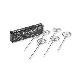 Moesta-BBQ 10402 Burger Skewers Set of 6 Silver 100% Stainless Steel Serving Skewers for Hamburgers, Appetizers and Finger Food