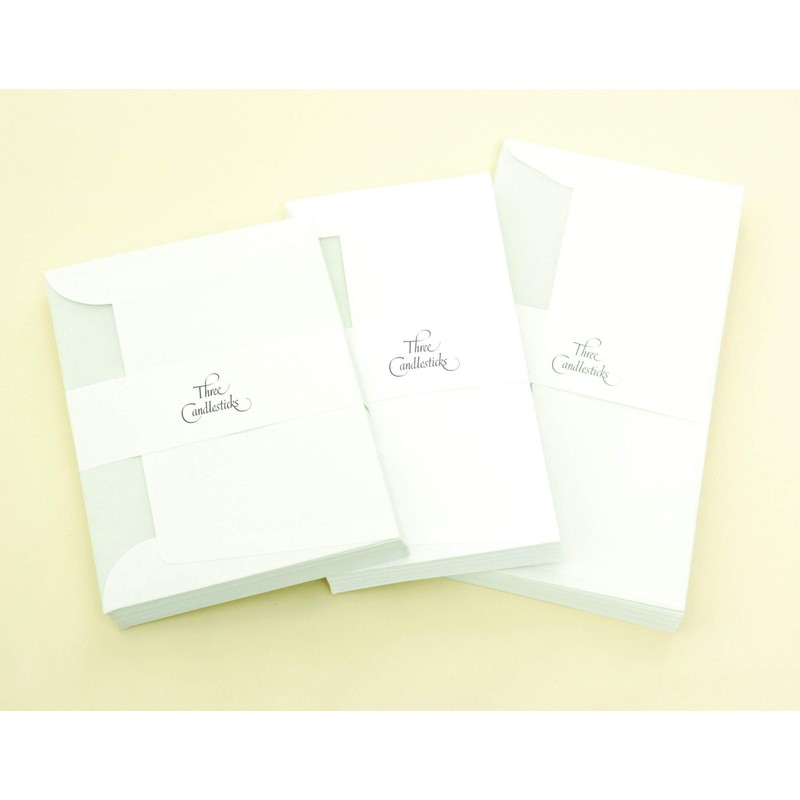 Three Candlesticks 20 Luxury Tissue-lined Envelopes for A4 Writing Pad,