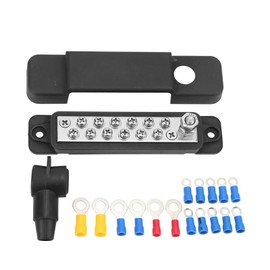 12 Terminal Busbar 180A - Marine Distribution Block with 16 Ring Clamps for Cars, Motorhomes and Yachts