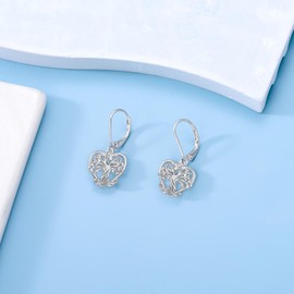 Tree of Life Earrings Sterling Silver Tree of Life Dangle Earrings French Style Leverback Earrings Mothers Day Jewellery Birthday Gifts for Women Mom Girls Wife