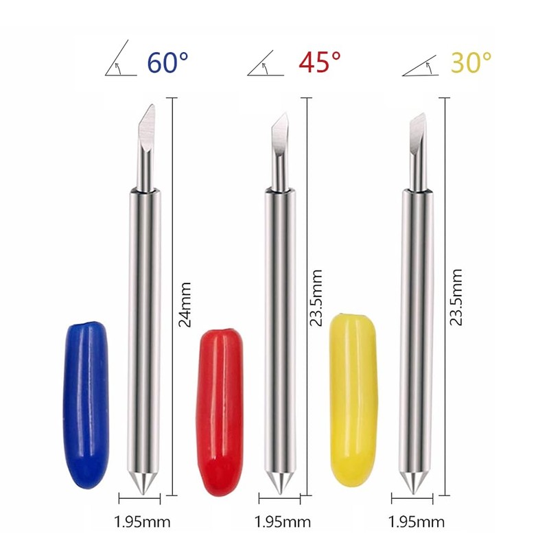 Haosie Vinyl Cutter Blades,15pcs (30/45/60 Degree) Cutting Knife Tungsten Steel