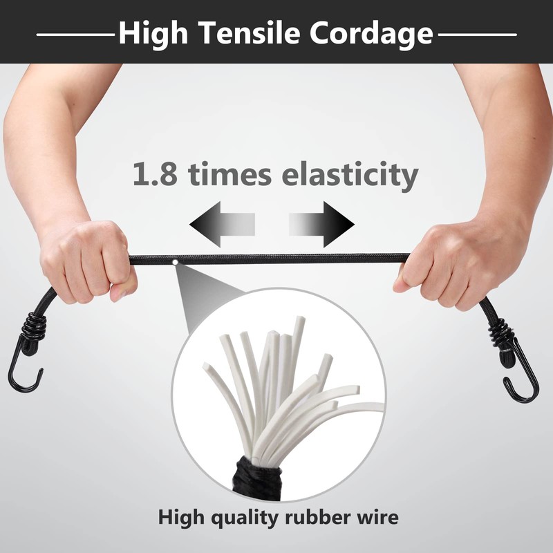 Bungee Cords Set 28pcs Heavy Duty Outdoor Roll Bungie Cord