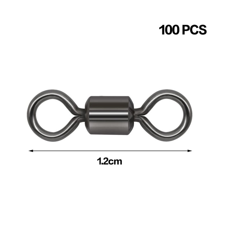 100 Pieces Fishing Rolling Swivels Stainless Steel High Strength Fishing