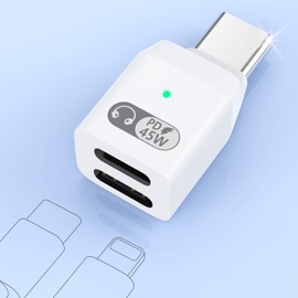 Lightning Type C Converter Earphone + Type C Converter Adapter PD45W Fast Charging, 2-in-1 Lightning to Type c Headphone Jack, Supports Audio Calls, Music and HiFi Volume, USB C Converter Adapter for