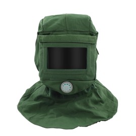 Sand Blasting Hood Heavy Duty Hood Canvas Shawl with Clear Glass Vent Elastic Neck Protector Design for Polishing