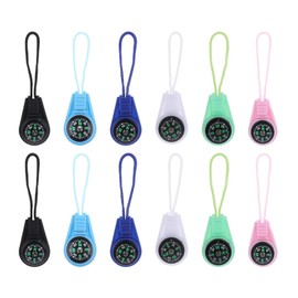 Pack of 12 Multicolour Mini Survival Mini Compass Outdoor Camping Hiking Bag Compass Keychain Children