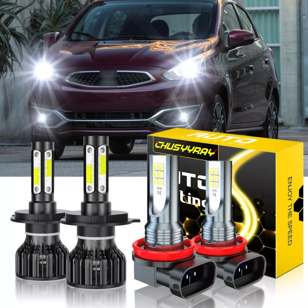 CHUSYYRAY H4+H11 LED Headlight Hi-Lo Beam Fog Light Bulbs For