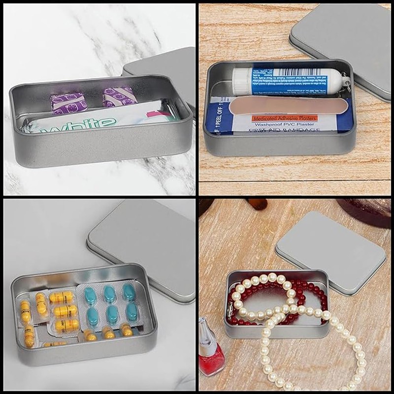 10 Pack Metal Tin Plate Metal Box with LidMini Portable