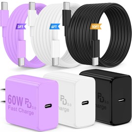 QZIIW Super Fast Charger Type C,60W Colorful Mixed USB C Fast Charger Block