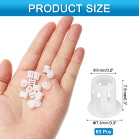 sourcing map 60pcs Nylon Plastic Hole Plugs, 1/5"(6mm) Round Drill Screw Hole Plugs Covers Knockout Locking Plastic Plugs Insert End Caps for Kitchen Cabinet Furniture, White
