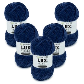 Chenille Wool Set of 5, Navy Blue, Loopncraft, 5 x 100g, Lux Velvet, Super Soft Velvet Yarn