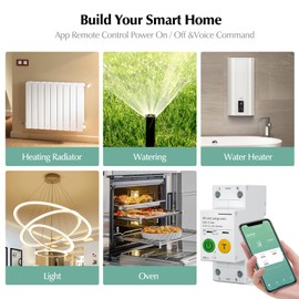 eMylo WiFi Energy Monitor, Smart Circuit Breaker, Leakage Protection Device 100 mA, AC 220 V 63 A 1P+N DIN Rail Switching Power Consumption Monitor, TUYA Smart Life App Remote Control, Support Alexa