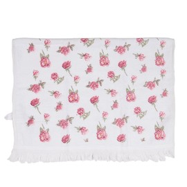 Clayre & Eef Guest Towel 40 x 66 cm White Pink Cotton Roses Toilet Towel