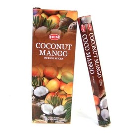 Hem 6 Pack of 20 – Mango Coconut – Box of 6 Stick Tubes, 120 asstd Sheets Hem Incense Sticks in Total