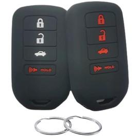 REPROTECTING Silicone Rubber Key Fob Cover Compatible with 2013-2021 Honda Accord CR-V Civic Fit HR-V Odyssey Pilot Ridgeline ACJ932HK1310A ACJ932HK1210A (Not Fit Straight Key) (Black Black)