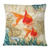 S4Sassy Decorative Mediterranean Style Ocean Goldfish Print Square Pillow Cover