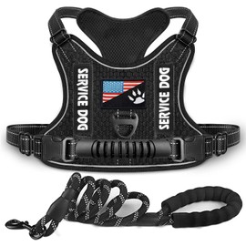 Dogmify Service Dog Harness,No-Pull Reflective Pet Vest Harness and Leash Set,Adjustable Oxford Service Dog Vest with Handle,Easy Control for Small Medium Large Dogs